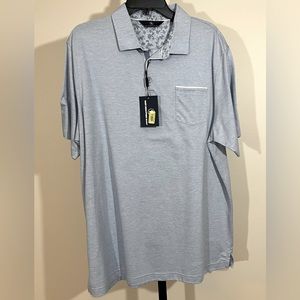 🔴 Nwt Hart Schaffner Marx mens XL blue shirt sleeve polo shirt